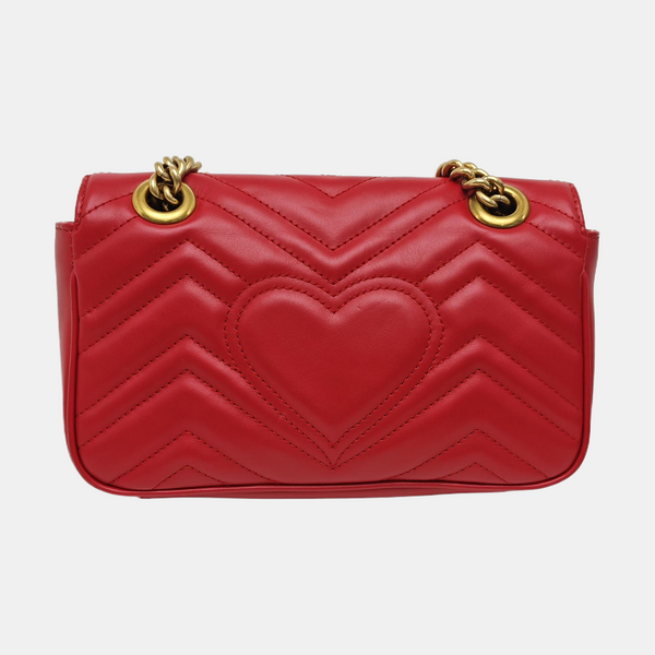 GG Marmont Small Quilted Calfskin Red