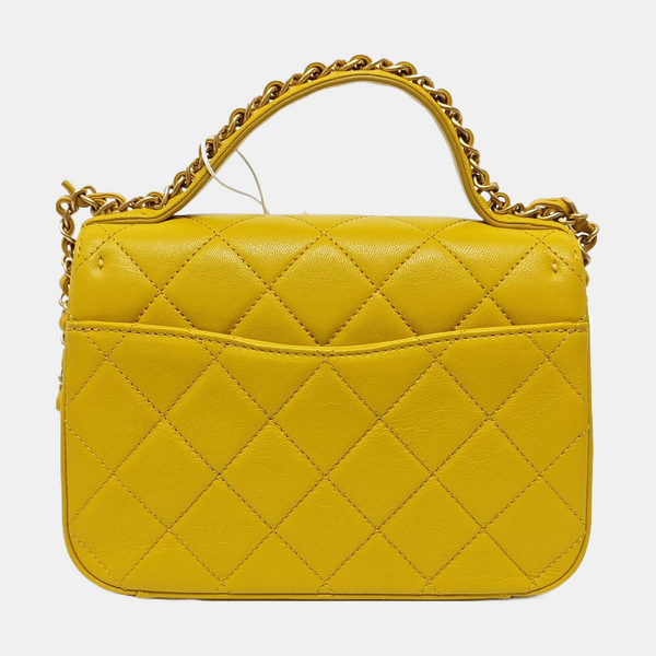 CHAIN INFINITY TOP HANDLE Quilted Lambskin Yellow