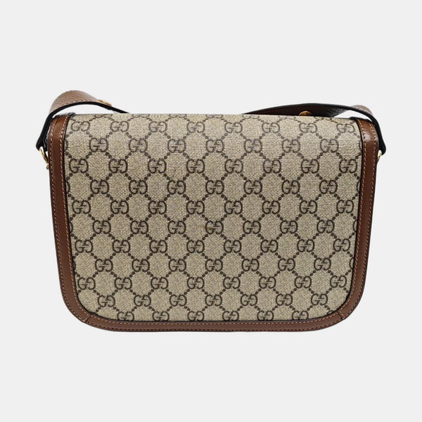 Horsebit 1955 Medium Monogram Coated Canvas Beige