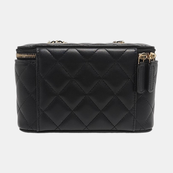 Authenticated pre-owned VANITY CASE Small Quilted Lambskin Black - Crossbody Bag at Looply