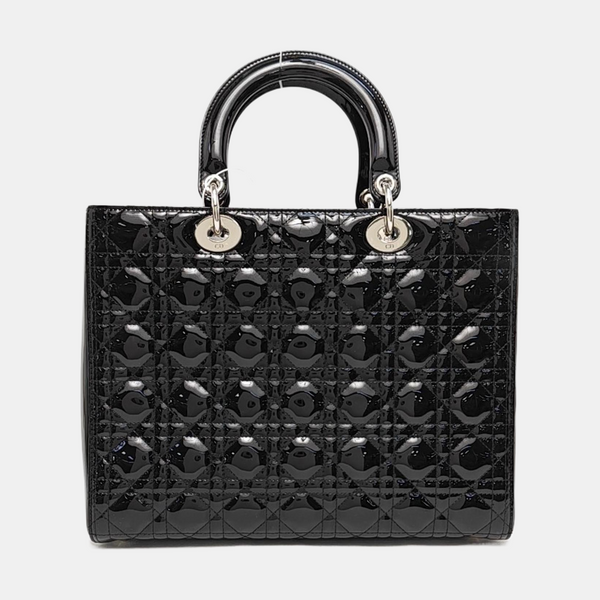 Lady Dior Large Cannage Patent Leather Black
