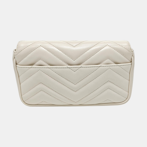 GG Marmont Small Quilted Calfskin White