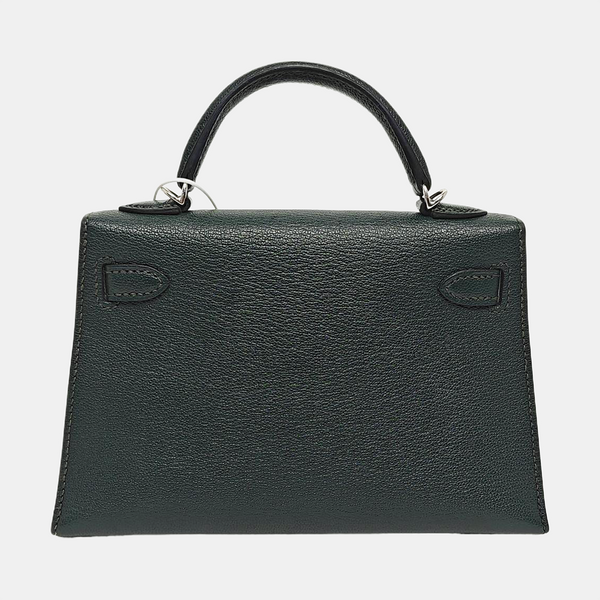 Authenticated pre-owned Mini Kelly 20 Chèvre Mysore Green - Shoulder Bag at Looply