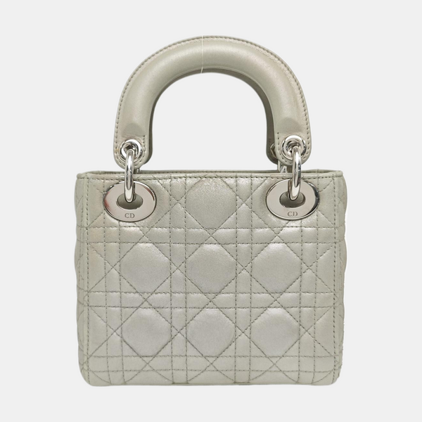 Lady Dior Mini Cannage Lambskin Gray