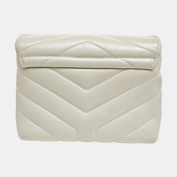 LOULOU Extra Small Chevron Calfskin White
