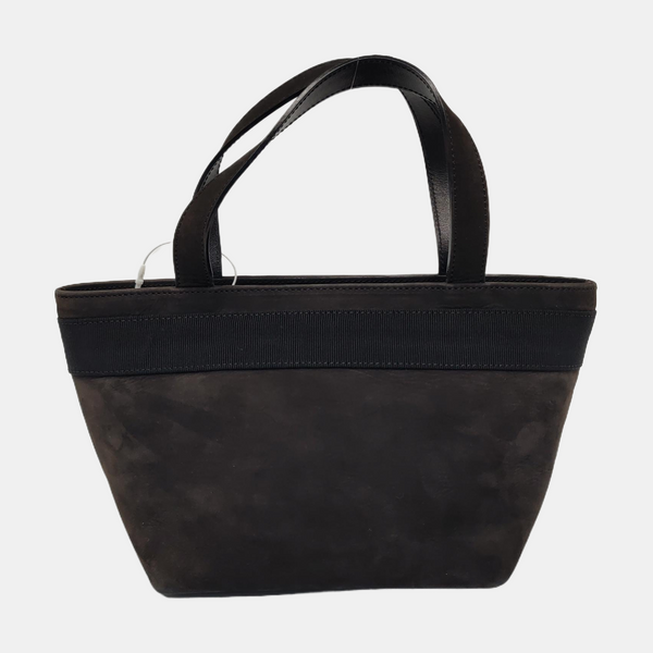 Suede Top Handle Bag Black