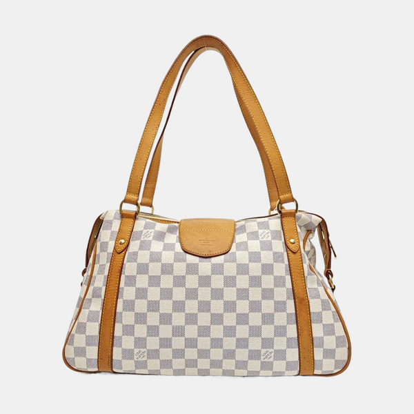 STRESA PM Damier Azur Coated Canvas White