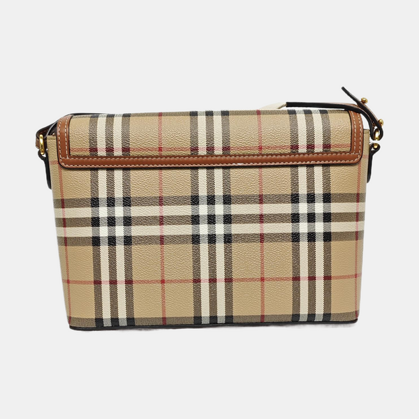 Coated Canvas Crossbody Bag Beige