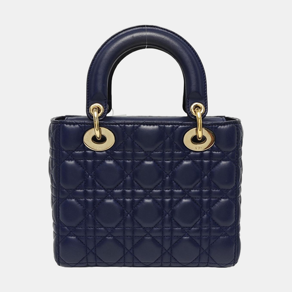 Authenticated pre-owned Lady Dior Small Cannage Lambskin Blue - Tote Bag at Looply