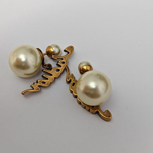 Dior Tribales Metal White Stud Earrings