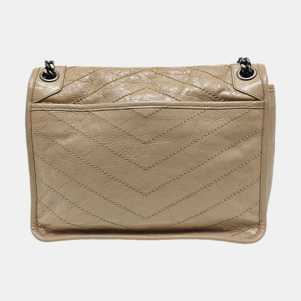 NIKI Medium Chevron Calfskin Beige