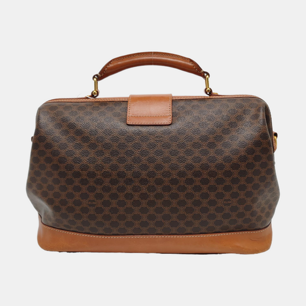 Coated Canvas Top Handle Bag Brown