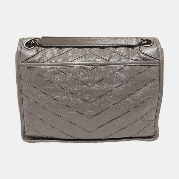 NIKI Medium Chevron, Quilted Calfskin Gray