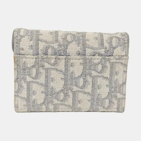 Authenticated pre-owned Saddle Oblique Fabric Gray Card Holder - Card Holder at Looply