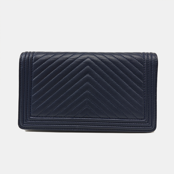 BOY CHANEL Mini Chevron Lambskin Blue