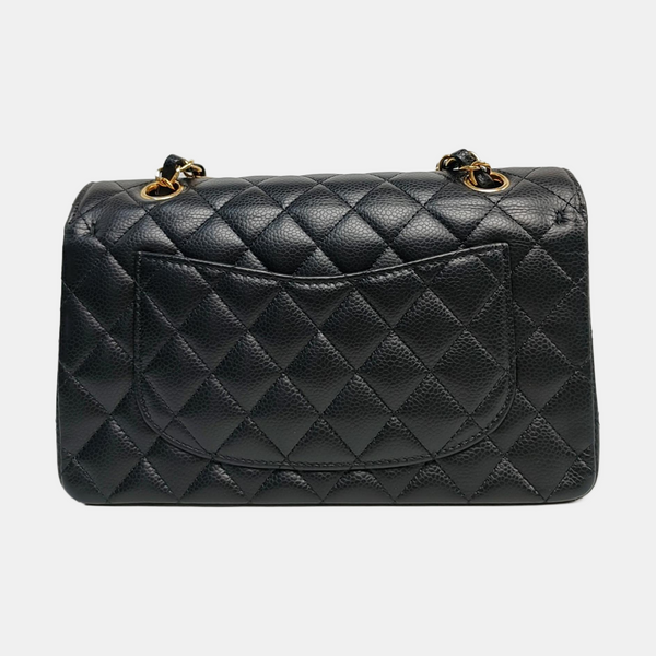 CLASSIC FLAP Small Quilted Grained Calfskin Black