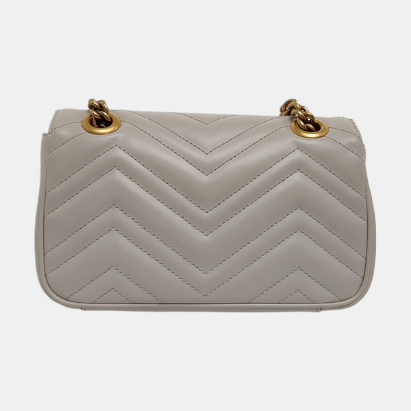 GG Marmont Small Quilted Calfskin Gray