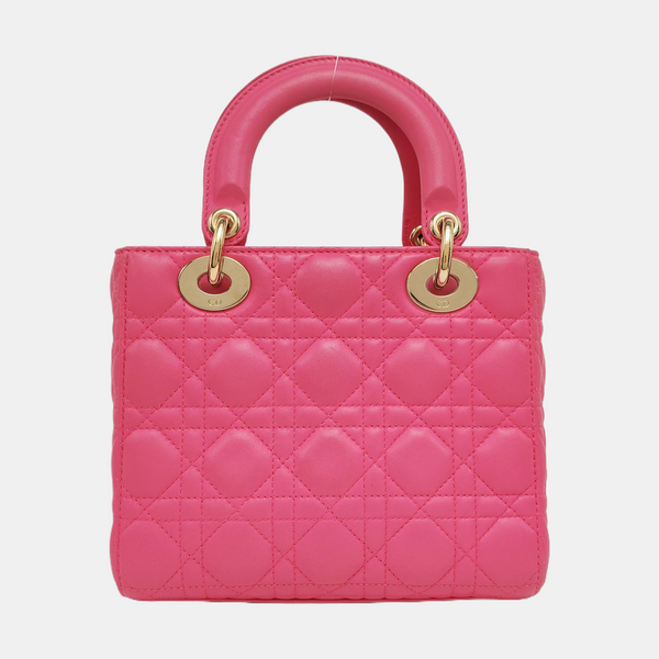 Authenticated pre-owned Lady Dior Small Cannage Lambskin Pink - Tote Bag at Looply