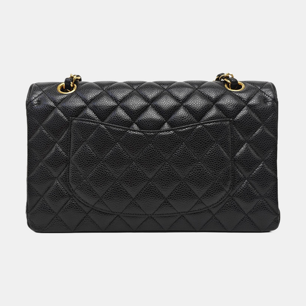 CLASSIC FLAP Medium Quilted Grained Calfskin Black