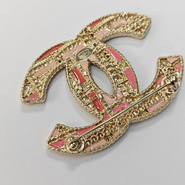 CC Logo Metal Gold Brooch