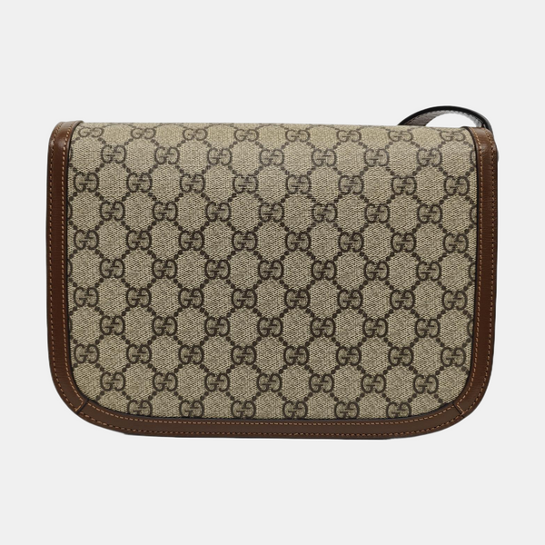 Horsebit 1955 Medium Monogram Coated Canvas Beige
