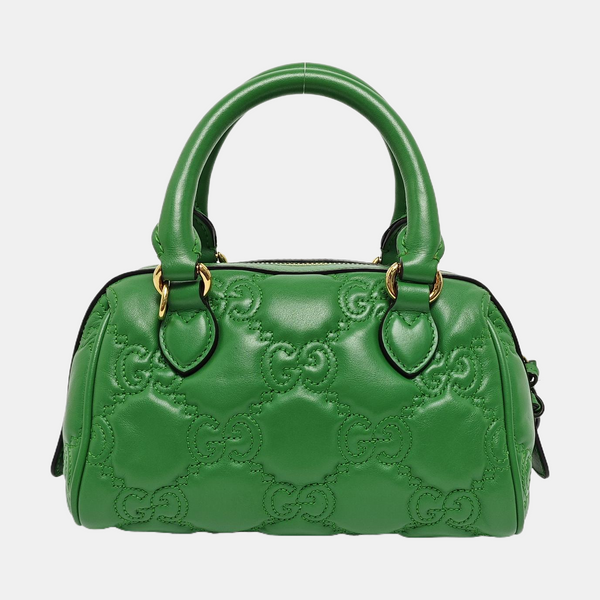 GG Matelassé Mini Monogram Leather Green