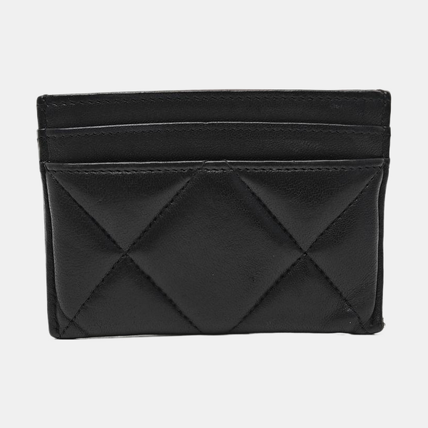 CHANEL 19 Small Quilted Lambskin Black Card Holder