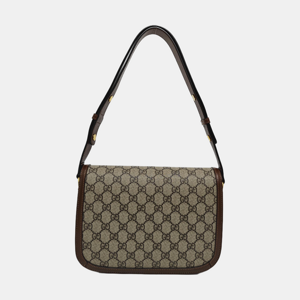 Horsebit 1955 Medium Monogram Coated Canvas Beige