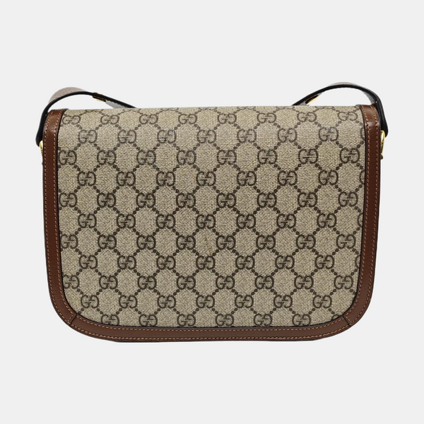Horsebit 1955 Medium Monogram Coated Canvas Beige