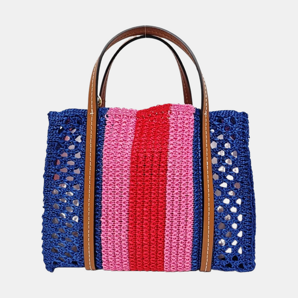 Straw Tote Bag Small Blue