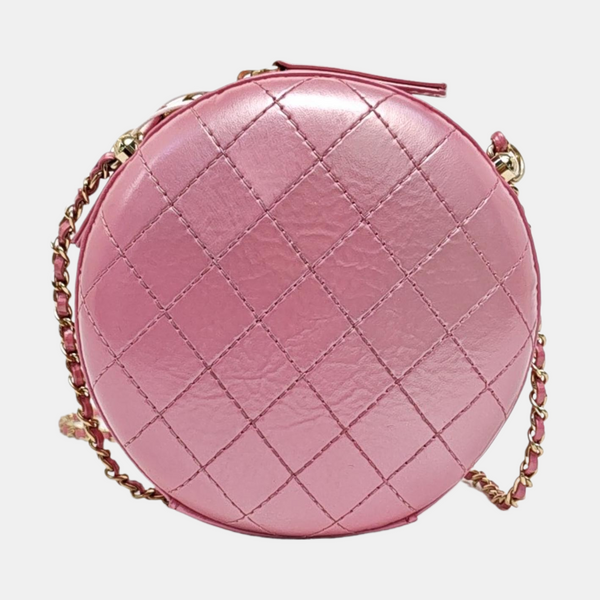ROUND Quilted Lambskin Pink