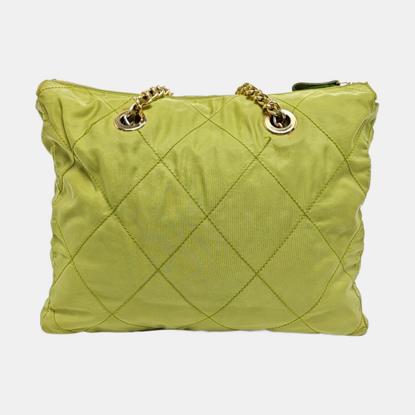 Quilted Nylon Tote Bag Green