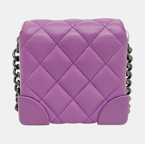 Quilted Calfskin Shoulder Bag Mini Purple
