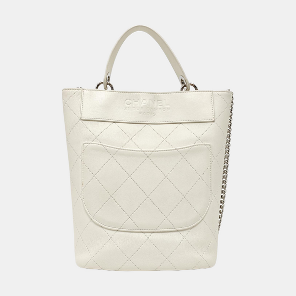 Quilted Calfskin Shoulder Bag White