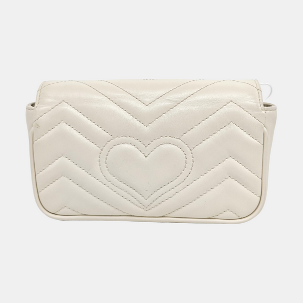 GG Marmont Mini Quilted Calfskin White