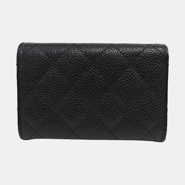 CLASSIC FLAP Quilted Grained Calfskin Black Wallet