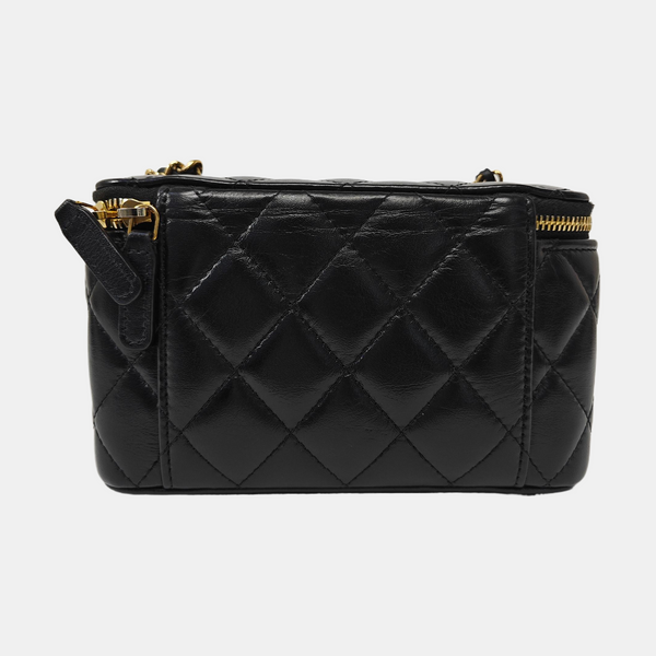 VANITY CASE Small Quilted Lambskin Black