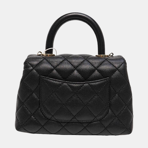 COCO HANDLE Mini Quilted Grained Calfskin Black