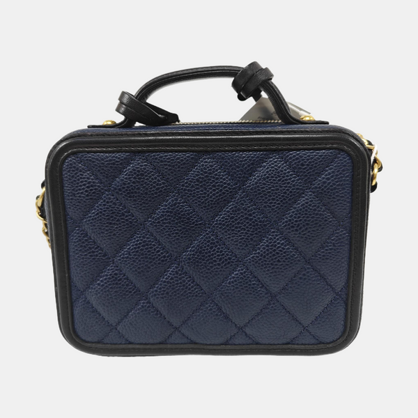 FILIGREE Small Quilted Grained Calfskin Blue