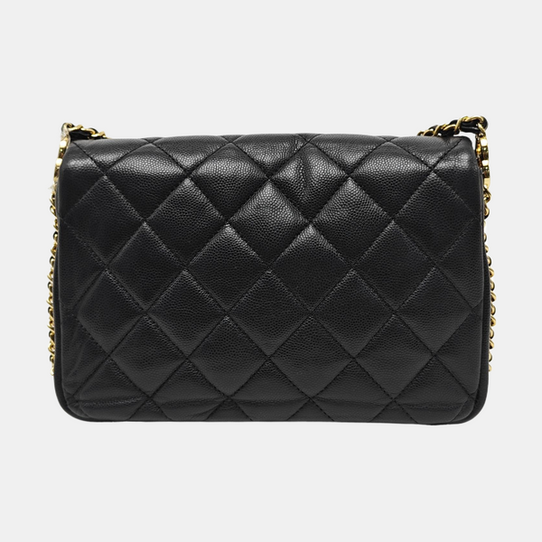 CLASSIC FLAP Mini Quilted Grained Calfskin Black