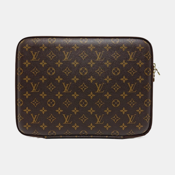 Monogram Coated Canvas Clutch Brown