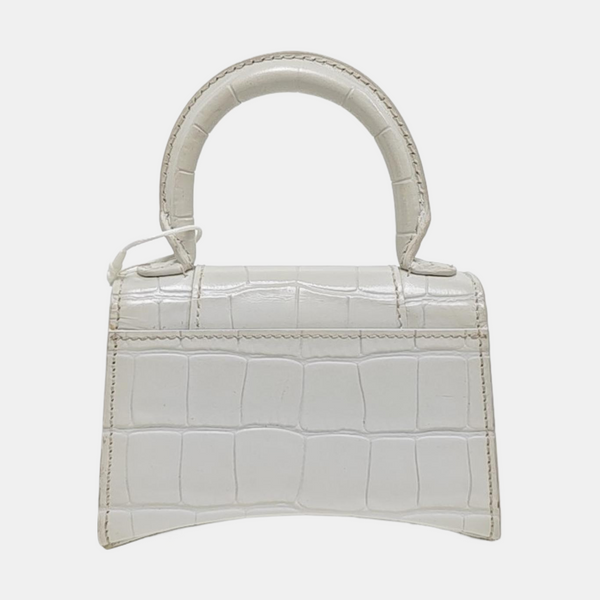 Minibolso Hourglass de piel de ternera blanca