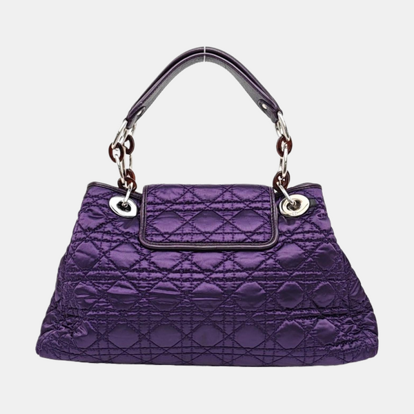 Cannage Silk Satin Tote Bag Purple