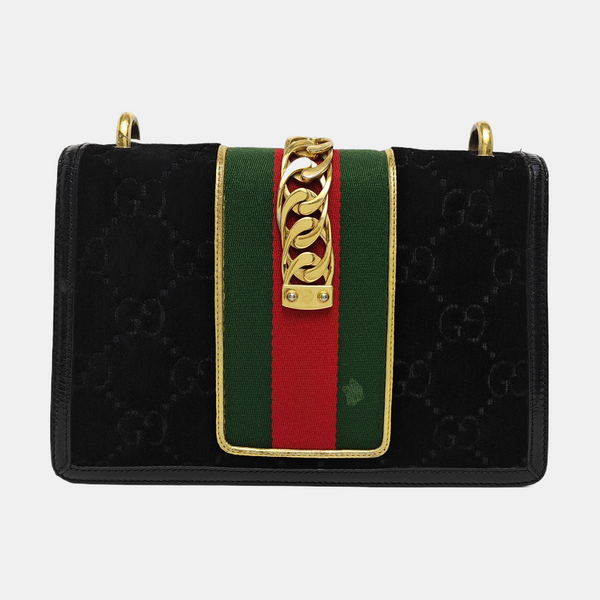 Sylvie Small Monogram Velvet Black