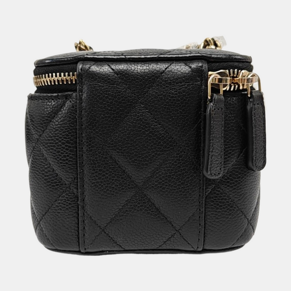 VANITY CASE Mini Quilted Grained Calfskin Black