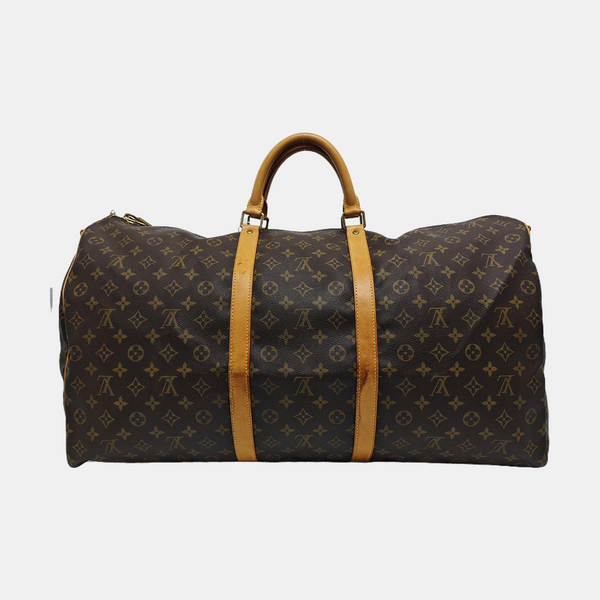 KEEPALL 60 Monogram Coated Canvas Brown