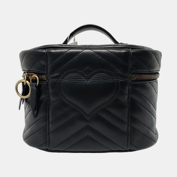 Authenticated pre-owned GG Marmont Small Quilted Calfskin Black - Top Handle Bag at Looply