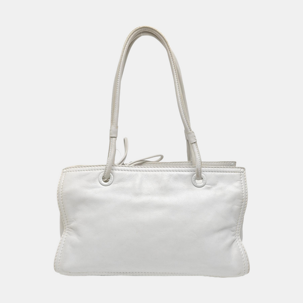 Quilted Calfskin Tote Bag White