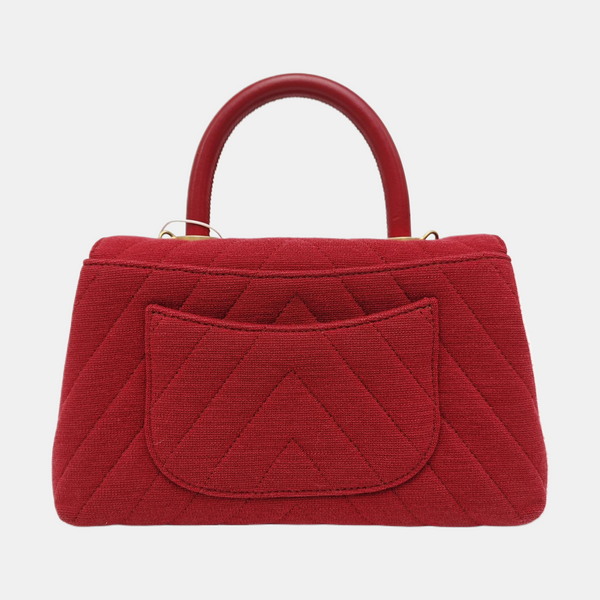 COCO HANDLE Small Chevron Fabric Red