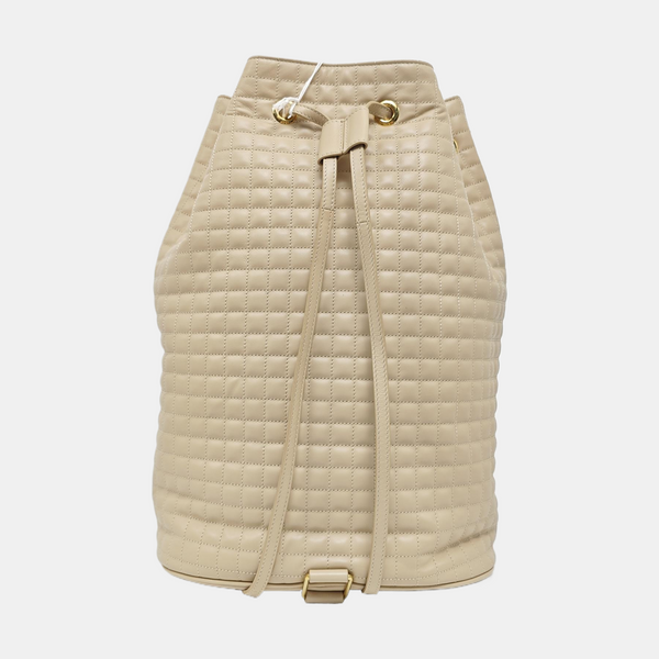 C CHARM Quilted Calfskin Beige
